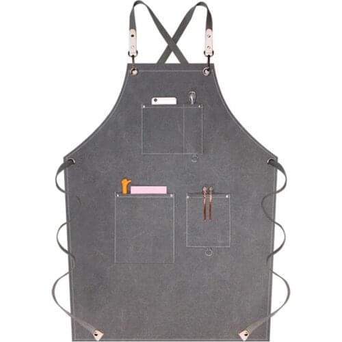 Canvas Bib Chef Apron with Pockets Cross Back Adjustable Apron Wood Craftsman Artisan Waiter Painting Work Clothes
