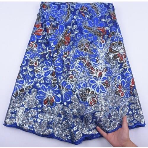 Latest African Lace Fabrics 2020 High Quality Wax Fabric With Sequins Mesh Embroidery French Cord Net Lace For Dress Party