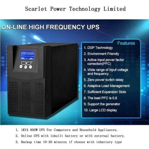 Inbuilt battery Online UPS 1000va 800w Uninterruptible Power Supply for Computers бесперебойник