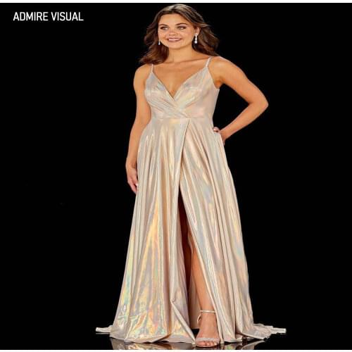 Newest Evening Dresses A-line Ever Honor Wedding Sleeveless V-Neck Long Floor-Length With Split Plus Size Vestido-De-Fiesta