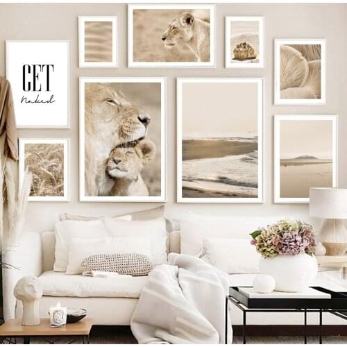 Lion Gobi Desert Wheat Dune Nordic Poster Mushroom Quotes Wall Art Prints Canvas Painting Wall Pictures For Living Room Decor