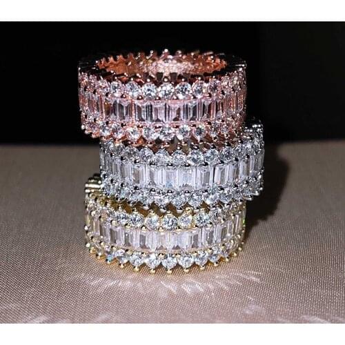 QTT 2021 Brilliant Womens Ring Bling White Crystal Zircon Finger Ring Silver Gold Fashion Wedding Bridal Jewelry