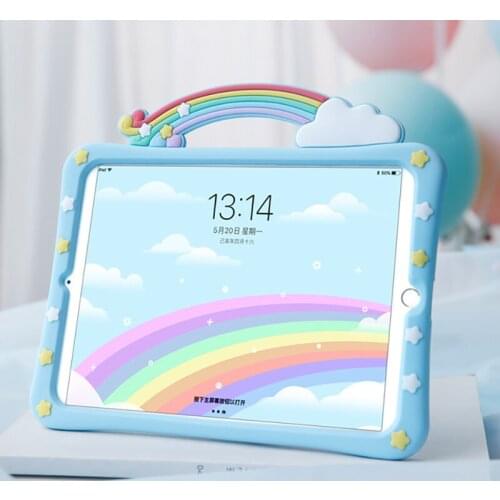Rainbow Soft Silicone Cases For iPad Pro 10.5 11 2020 2018 2019 10.2 2017 New Air 1 2 3 Mini 4 5 9.7 Shockproof Holder Stand