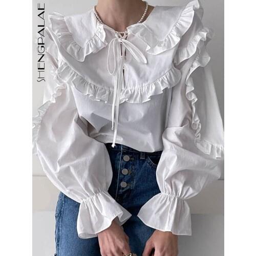 Shengpalae Womens White Shirts