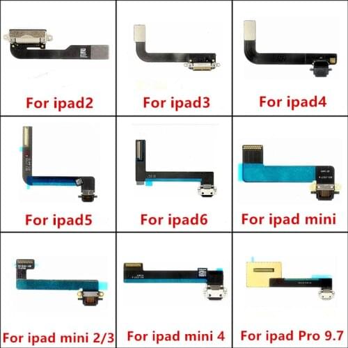 USB Charger Charging Port Connector Rear Plug Socket Dock Charging Flex Cable Ribbon Repair Parts for ipad mini Air 2 3 4 5