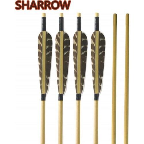 6/12Pcs 31" Handmade Wooden Arrows 5" Turkey Feather Arrows DIY Toold For Bow Outdoor Training Shooting Archery Accessories
