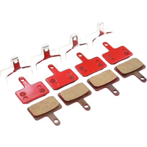MTB Bicycle Disc Brake Pads for SHIMANO M375 M395 M486 M485 M475 M416 M446 M515 M445 M525 Disc Brake, RED Color, 4 Pairs