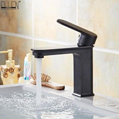 Vidric Hot Cold Mixer Square Faucets Black Bathroom Basin Sink Tap Deck Mounted Faucet Mixer Oil Rubble Bronze Finished ELK1411