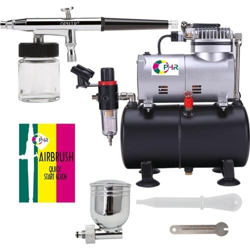 OPHIR 110V,220V Air Compressor Tank with 7cc & 22cc Dual Action Airbrush Kit for Hobby Cake Decoration Tattoo Model Paint