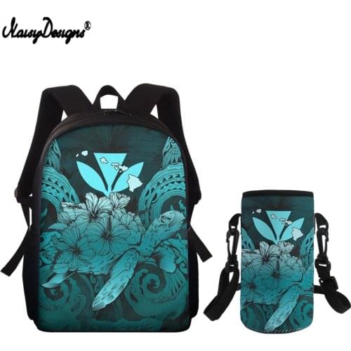 NOISYDESIGNS Custom School Backpack Set Polynesian Style Tribal Turtle Design Bookbags Fashion Daypack Travel for Youth Boy Girl