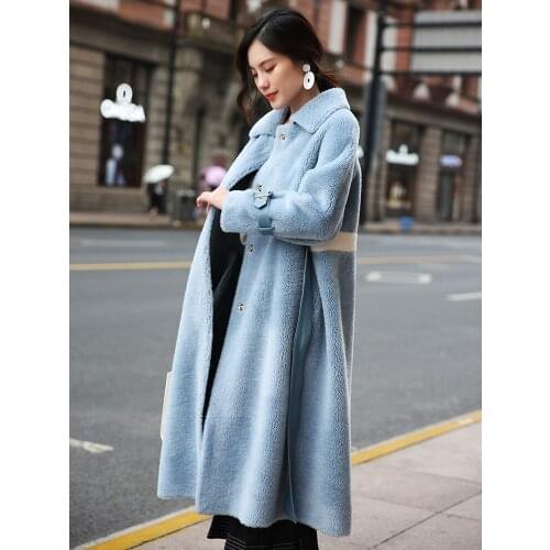 Sheep Shearing Overcoat Women 2020 Real Fur Female Warm Thicken Long Parka Mujer Wool Coat Outwear casaco feminino LX2556