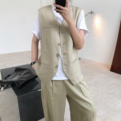 2021 New Summer Casual Ladies Vest Cotton Loose Solid Color High Quality Women Waistvest Fashion Elegant Female Gilet T165
