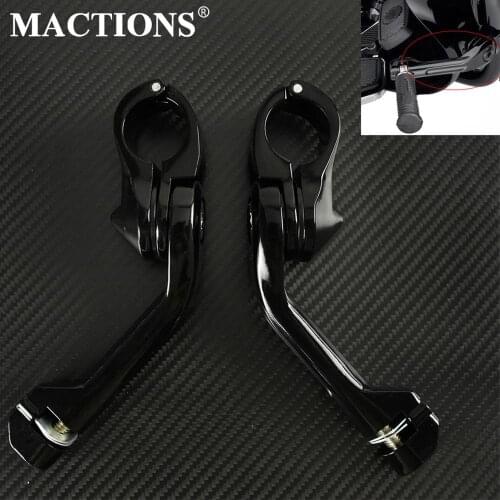 1-1/4 " 32mm Black Long Angled Adjustable Highway Peg Mount Clamps Black For Harley Sportster XL Touring Softail For Honda