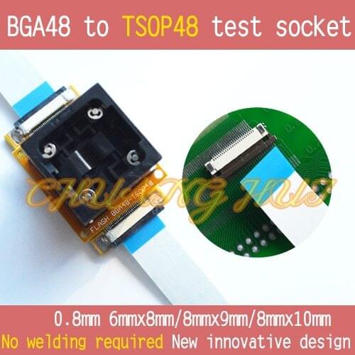 1pcs new for Pitch=0.8mm Size=8mmx10mm BGA48 test socket bga48 to tsop48 Chip solderless test adapter