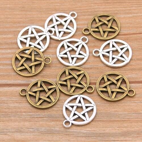 20PCS 15X20mm 2Color Hollow Charms Five-Pointed Star Pendant Jewelry Metal Alloy DIY Necklace Bracelet Earrings Handwork Marking