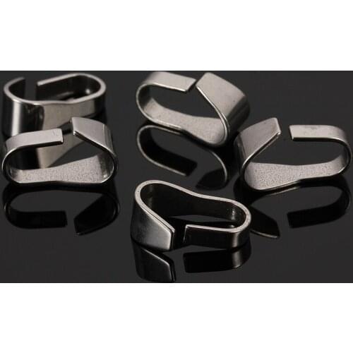 25pcs 6x8x14mm Silver Tone 316L Stainless Steel Pendant Bails Clips & Pendant Connectors Clasps Jewelry Findings Materials