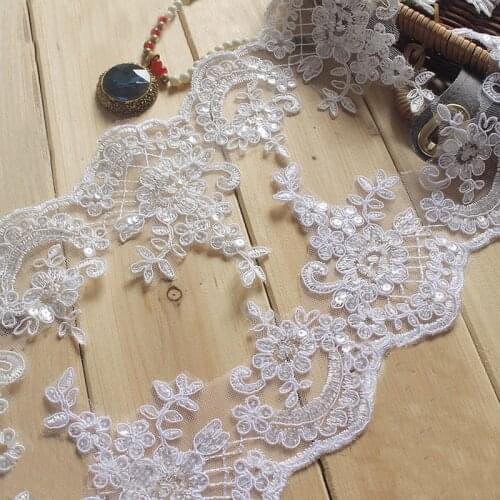 3Yards / Lot Exquisite Colors sequined car bone lace trim 11.5cm wide wedding dress clothes accessories lace fabric