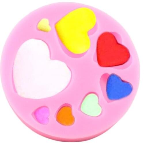 3D Loving Heart Shape Silicone Mold DIY Party Cake Decorating Tools Colorful Sweet Heart Fondant Mould Candy Clay Chocolate Mold