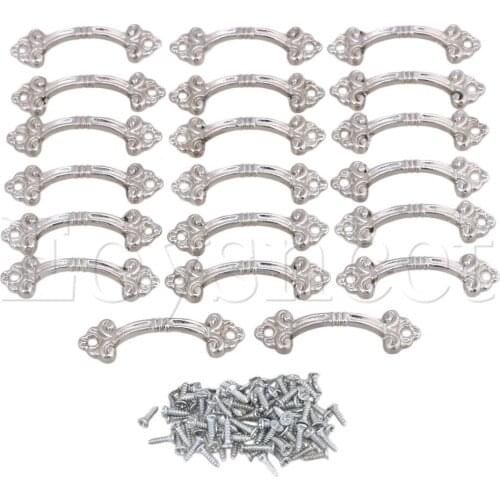 20 Pieces Vintage Style Zinc Alloy Drawers Retro Pull Handles Silver