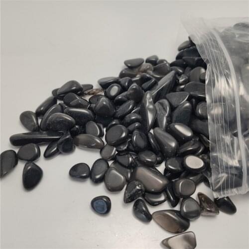 7-12mm Natural Black Obsidian Quartz Gravel Degauss Purification Stone Mineral Fish Tank Health Decoration Furnishing Article