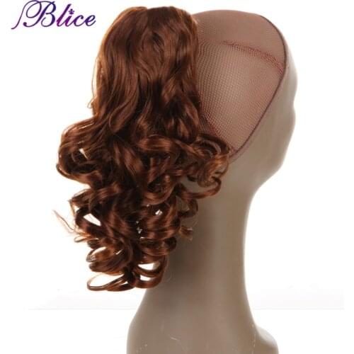 Blice 16" Synthetic Ponytails Claw Hairpieces Nature Tail Hair Pieces Curly Wave Ponytail In Color Red Brown One Piece Deal