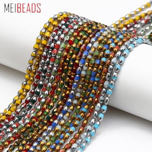 MEIBEADS 5*8mm Around 55pcs /lot Potato Round Shape Glass Beads for Jewelry Making DIY Bracelet Necklace Spacer Loose Beads BT55