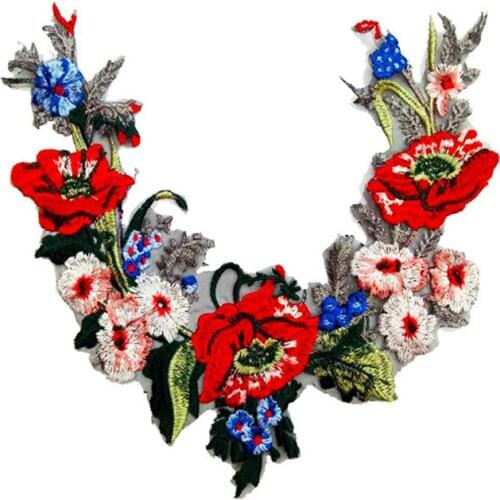 Flower Large Patch for Clothes Sewing on Vintage Lace Floral Appliques for Woman Clothing Repair DIY Decoratoin Accessories