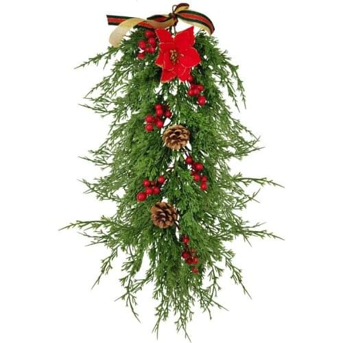 Christmas Door Hanging Pendant Artificial Plants Green Plant Red Fruit Pine Cone Outdoor Hanging Decor Home Decore