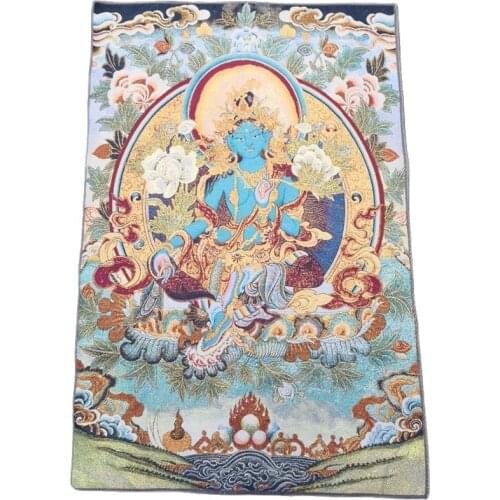 China old Tibet silk Thangka like hanging painting fengshui Green Tara portrait