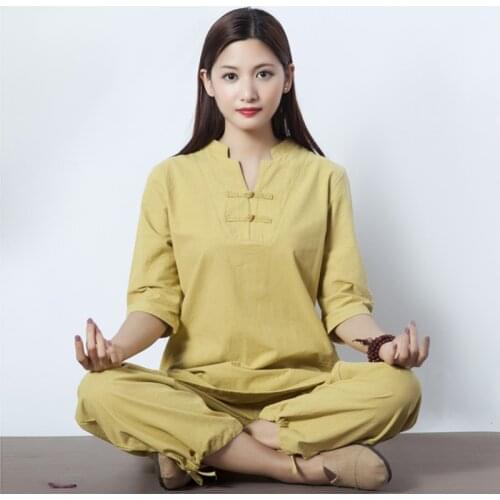 Aransue Women Cotton Linen Set Chinese Style Retro Clothes