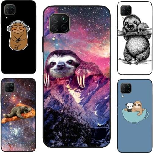 Kawaii Cute Sloth Face Case For Huawei P40 Lite P30 P20 P Smart 2019 Y7 Y6 Nova 5T Honor 20 Pro 8A 8X 9X 10i