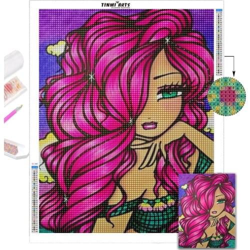 DIY Cartoon Girl 5D Diamond Painting Full Round Drill with AB Diamond Embroidery Gift Cross Stitch Kits Home Decor
