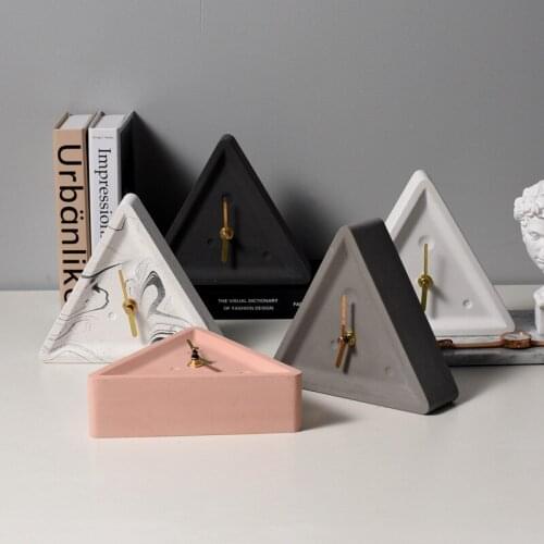 Nordic Cement Triangle Clock Industrial Wind Seat Clock Mute Table Clock Home Decoration Ornaments