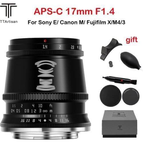 TTartisan 17mm F1.4 Lens APS-C Large Aperture MF Fixed Focus Camera Lens for Sony E Mount A6300 A6500 A6400 6000 NEX6 NEX7 NEX5R