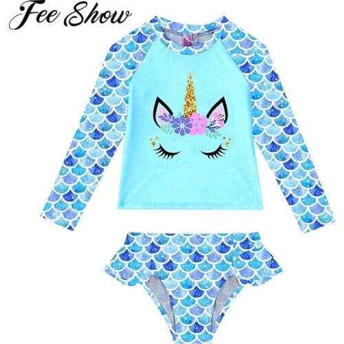 Toddler Girls Swimsuits Summer Brazilian Swimming Suit Swimwear Long Sleeve 2Pcs Tops Briefs Bikinis Set Bathing Suits Beachwear