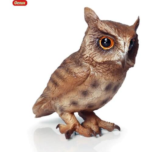 Oenux New Design Forest Bird Animal Night Owl Figurines Wild Large Bird Action Figure Pvc Model Collection Toy For Kids Gift