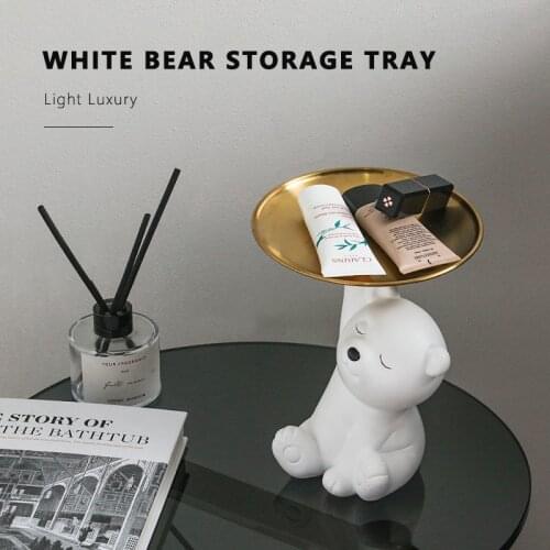 Creative Bear Bulldog Storage Tray for Snack Candy Fruit Keys and Sundries Home Decoration Art Statue for Living Room TV Cabinet