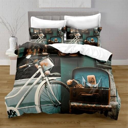 3D Printing Retro Style Quilt Cover with Pillowcase Bedroom Decoration Queen Size Bedding Bedroom Set King Size Bed