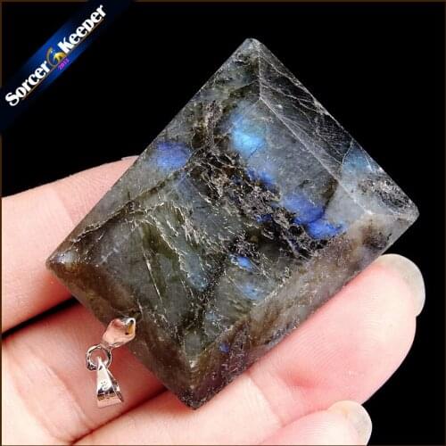 High Quality Big Natural Blue Flash Labradorite Stone Beads Pendants Necklaces Wholesale Bijoux Necklace For Mens Jewelry SS923
