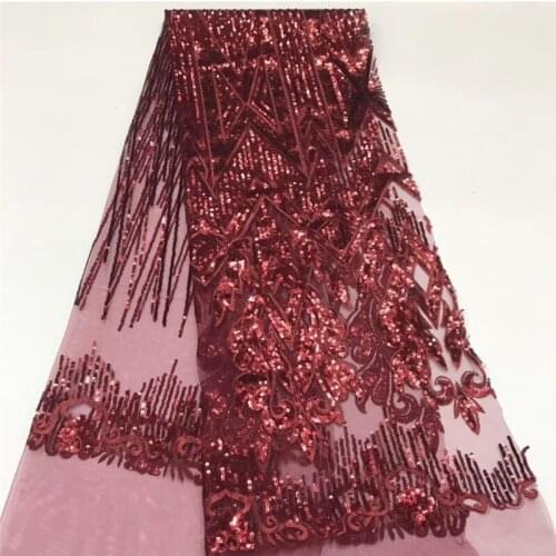 Latest Style JRB-7.2807 Nigerian Tulle Mesh Lace sequins flower embroidered Lace fabric