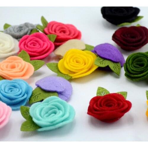 5pcs/lot Felt Leaf Flowers for Diy Baby Girls Headband Hair Clips Cute Rose Flower for Children Kids Headwear Head Accessories