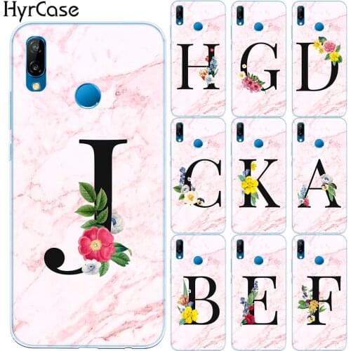 Custom Letter Customized initial Marble Flowers Silicone Phone Case Cover For Huawei P20 Lite P30 Lite Pro Mate 30 Lite Pro Capa