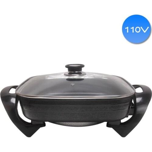 110V Multifunctional Household Electric Wok Grilled Fish Pan Frying Steamer Hot Pot Cooker