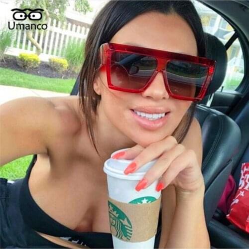 Umanco 2021 New Seven Color Occident Oversize Square Sunglasses For Women Men Polycarbonate Frame Acrylic Lens Beach Travel Gift