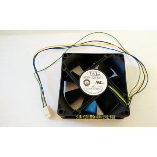 Brand new T & T 8025 8025h12b-mft DC12V 0.30a 4-wire double ball 80 * 80 * 25MM