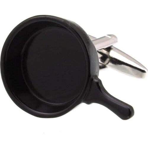 Sunnylink 28mm Mens Cuff Links 3D Pan Black Kitchen Ware Cufflinks for shirt M4064