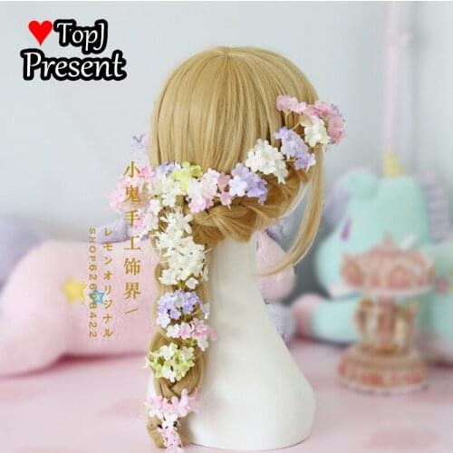 Womens flower curling and braiding U-clip simulation lace hairpin inserting headdress braiding Lolita cosplay accessories