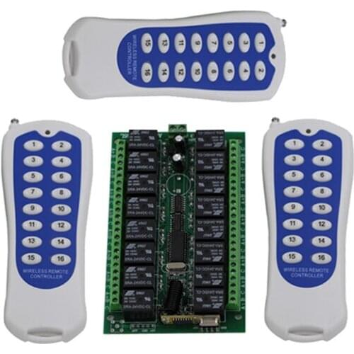 Top Quality 16CH wireless remote control switch RF 3pcs transmitter+1pcs receiver DC24V 7A Remote Control Switch for Water Pump