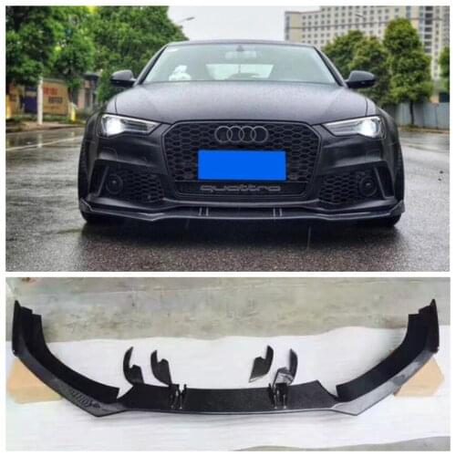 High Quality Carbon Fiber Front Bumper Lip + Side Skirt Angle Splitter Diffuser Lip Spoiler For Audi A6 S6 RS6 C7 C7.5 2012-2018