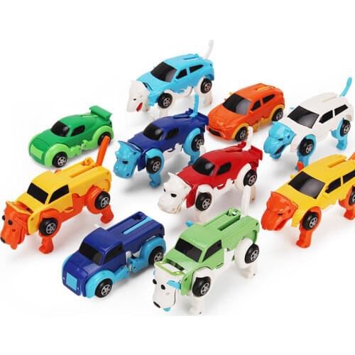Transformation Wind Up Dog Toys Pull Back Deformation Car Funny Game Classic Clockwork Toy For Children Boys Vintage Gift